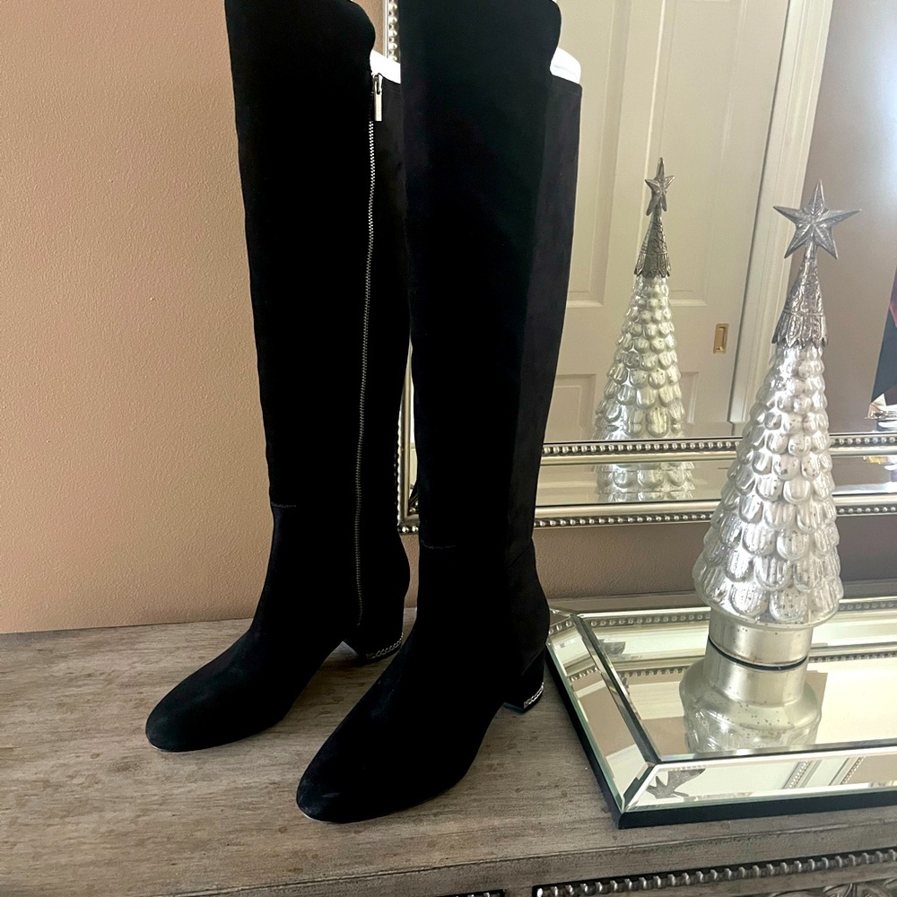Michael Kors “Sabrina” black suede zip-up over-knee boots. NWT❣️ - Picture 6 of 14